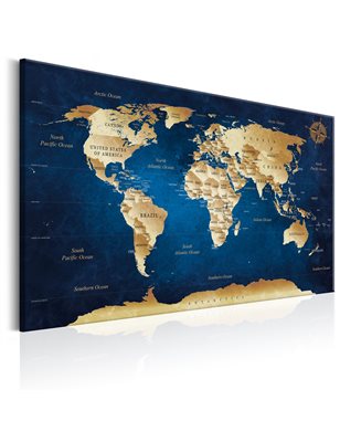 Quadro World Map  The Dark Blue Depths